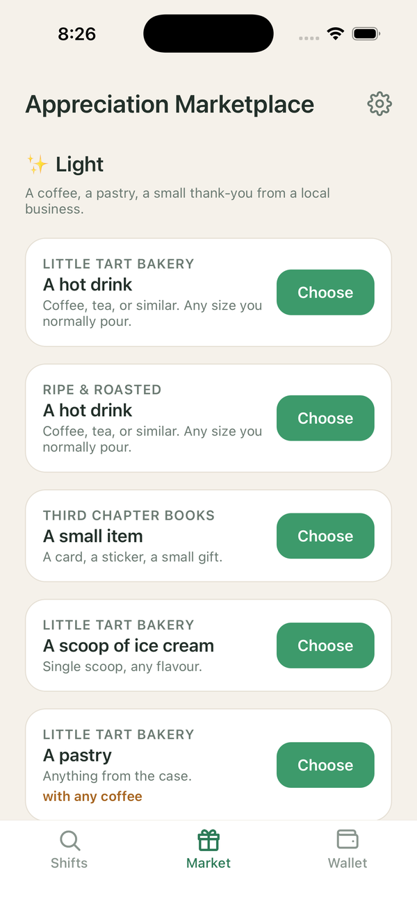Appreciation Marketplace in the Do Good Market app
